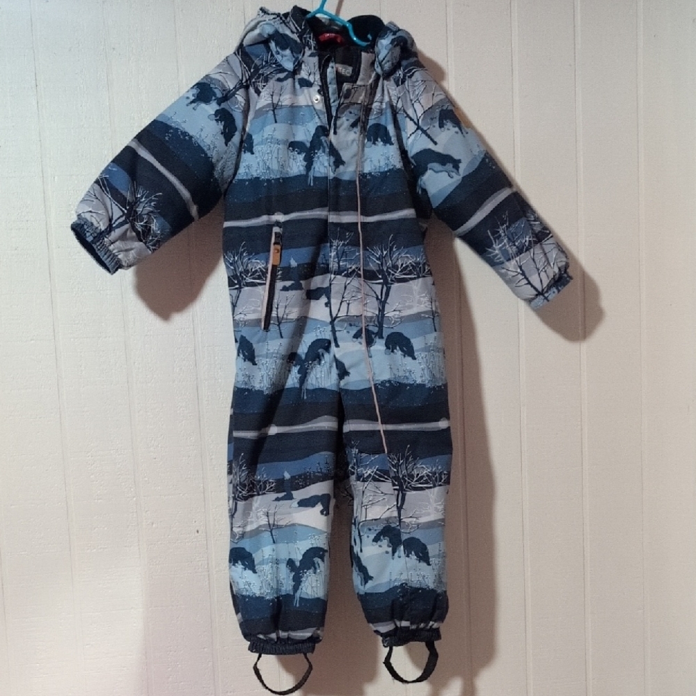 Blue and Gray Patterned Snowsuit